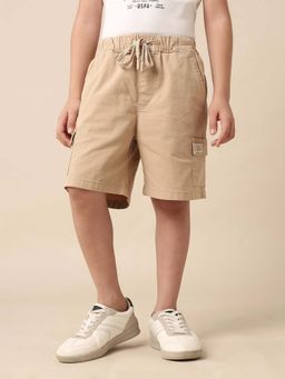 U.S. POLO ASSN. - Kids Boys Beige Relaxed Fit Solid Cargo Shorts