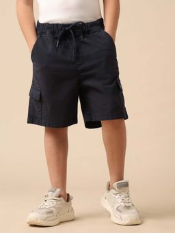 U.S. POLO ASSN. - Kids Boys Navy Blue Relaxed Fit Solid Cargo Shorts