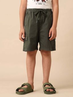 U.S. POLO ASSN. - Kids Boys Green Relaxed Fit Solid Cargo Shorts