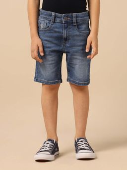 U.S. POLO ASSN. - Kids Blue Boys Solid Relaxed Fit Mid Rise Shorts