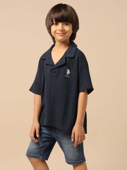 U.S. POLO ASSN. - Boy's Textured Boxy Fit Polo T-Shirt