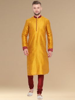 Sanwara - Mens Dapper & Stylish Yellow Kurta with Pyjama (Set of 2)