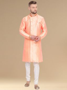 Sanwara - Mens Dapper & Stylish Orange Kurta with Pyjama (Set of 2)