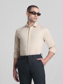 Jack & Jones - Beige Slim Fit Stretch Shirt