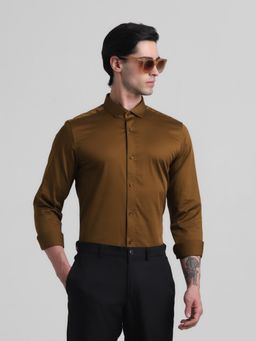 Jack & Jones - Brown Slim Fit Stretch Shirt