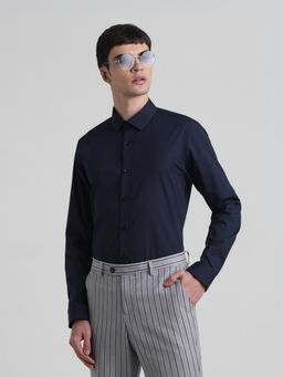 Jack & Jones - Navy Blue Slim Fit Stretch Shirt