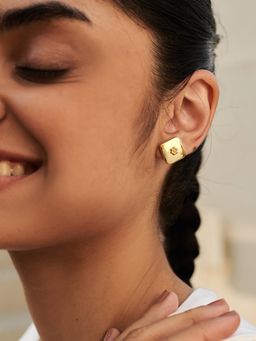 Perfectly Average - Square Beaded Flower Studs Earring | 18K Gold Plated Jewellery