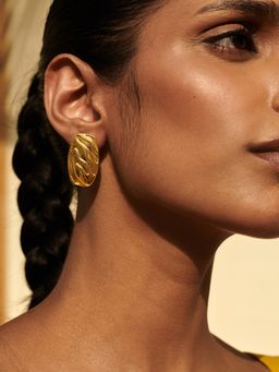 Perfectly Average - Carved Stripe Studs Earring | 18K Gold Plated Women Jewellery