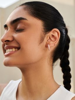 Perfectly Average - Pink Enamel Studded Hoops Earring | 18K Gold Plated Jewellery