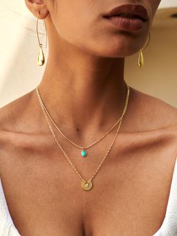 Perfectly Average - Turquoise Layered Necklace | 18K Gold Plated For Women