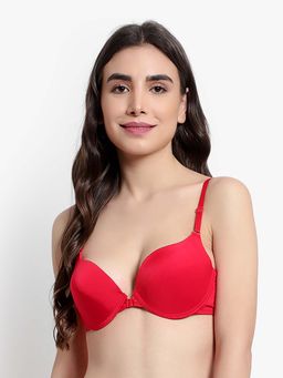 BRACHY - Women Hot Red Underwire Padded Push-Up Plunge Multiway Bra