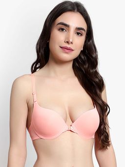 BRACHY - Women Peach Underwire Padded Push-Up Plunge Multiway Bra