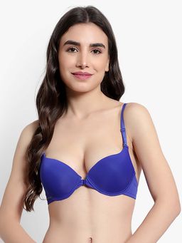 BRACHY - Women Blue Underwire Padded Push-Up Plunge Multiway Bra