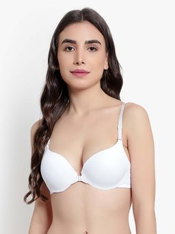 BRACHY - Women White Underwire Padded Push-Up Plunge Multiway Bra