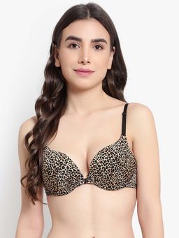 BRACHY - Women Leopard Printed Plunge Underwired Push-Up Padded Bra