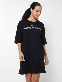 max - Women Printed Nightdress Black