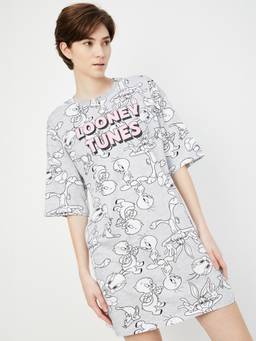max - Women Looney Tunes Print Chemise Grey