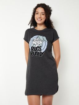 max - Women Bugs Bunny Print Chemise Grey