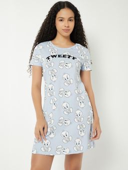 max - Women Tweety Print Chemise Blue