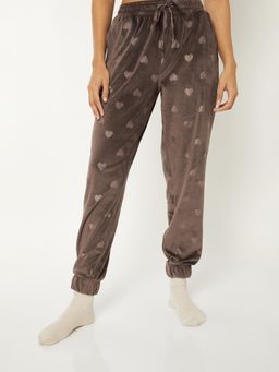 max - Women Velour Embossed Pyjama Brown