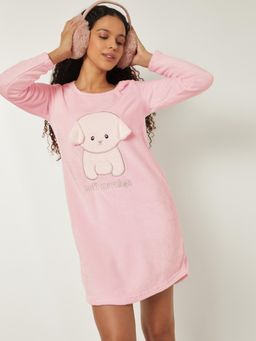max - Women Applique Nightdress Pink