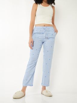 max - Women Checked Pyjama Blue