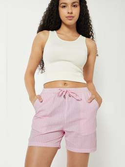 max - Women Striped Lounge Shorts Pink