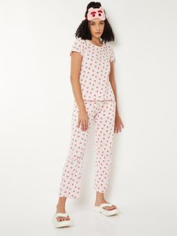 max - Women Cherry Printed Pyjama with T-Shirt Pink