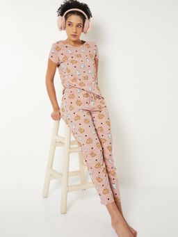 max - Women Printed Pyjama with T-Shirt Pink