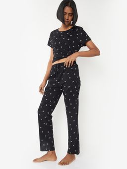 max - Women Printed Pyjama with T-Shirt Black