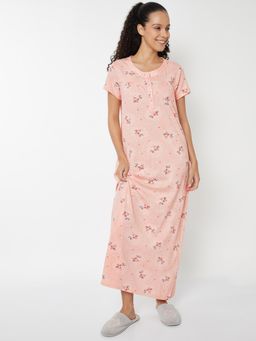 max - Women Floral Print Maxi Night Gown Pink