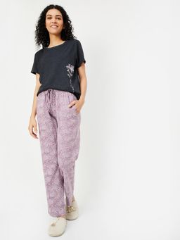 max - Women Printed Pyjama with T-Shirt Grey
