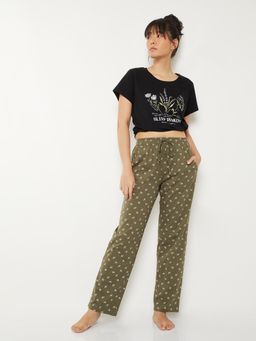max - Women Printed Pyjama with T-Shirt Black