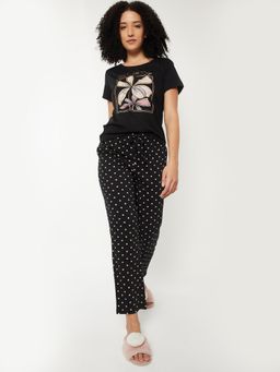 max - Women Printed Pyjama with T-Shirt Black