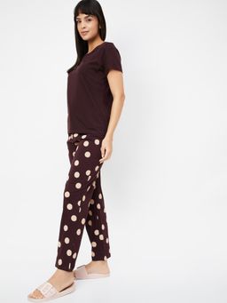max - Women Printed Pyjama with T-Shirt Brown