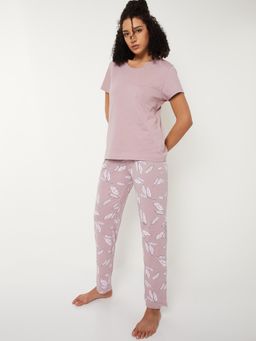 max - Women Printed Pyjama with T-Shirt Brown