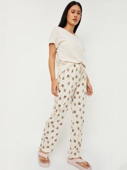max - Women Printed Pyjama with T-Shirt Cream