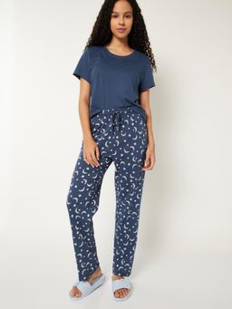 max - Women Printed Pyjama with T-Shirt Blue