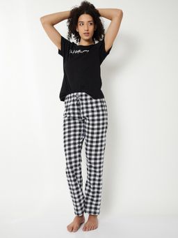 max - Women Printed Pyjama with T-Shirt Black