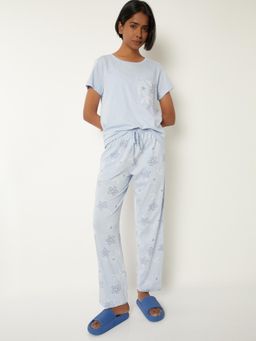 max - Women Floral Printed Pyjama with T-Shirt Blue