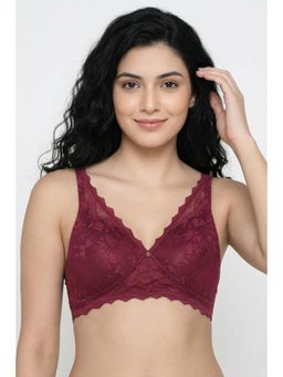 Zivame - Lace Affair Padded Non Wired 3/4Th Coverage Lace Bra - Raspberry Radiance