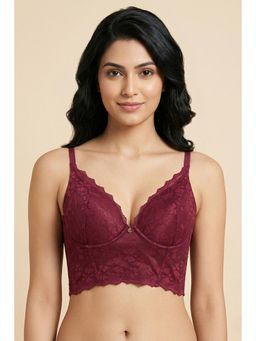 Zivame - Lace Affair Padded Wired Medium Coverage Lace Bra - Raspberry Radiance