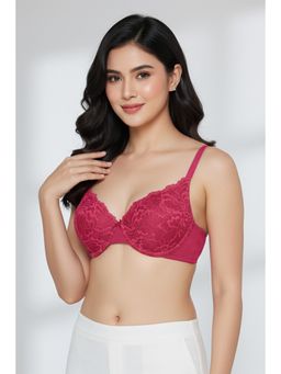 Zivame - Bare Whispers Padded Plunged Wired Medium Coverage Lace Bra - Vivacious