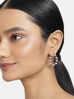 Estele - Rose Gold Plated Swirling Pearls Designer Earrings for Women