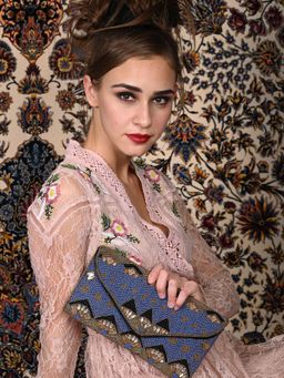 Odette - Blue Beaded Envelope Cutch