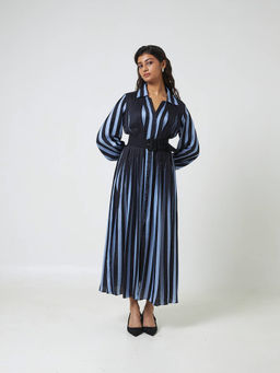 Moment Bombay - Blue Sunrays Dress with Belt