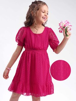 Hola Bonita - Knee Length Puff Sleeves Dress