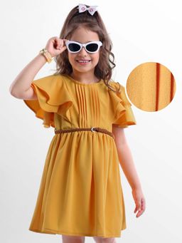 Hola Bonita - Knee Length Half Sleeves Dress With Belt