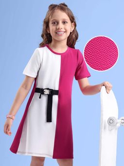 Hola Bonita - Knee Length Half Sleeves Textured Dress