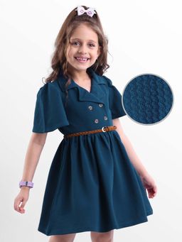 Hola Bonita - Knee Length Half Sleeves Dress With Belt